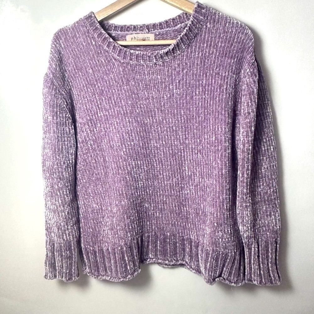 Philosophy Womens Chenille Sweater Pullover Velvet Super Soft Long Sleeve Small